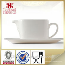 Porcelana Gravy Server, barcos de molho branco com Pires